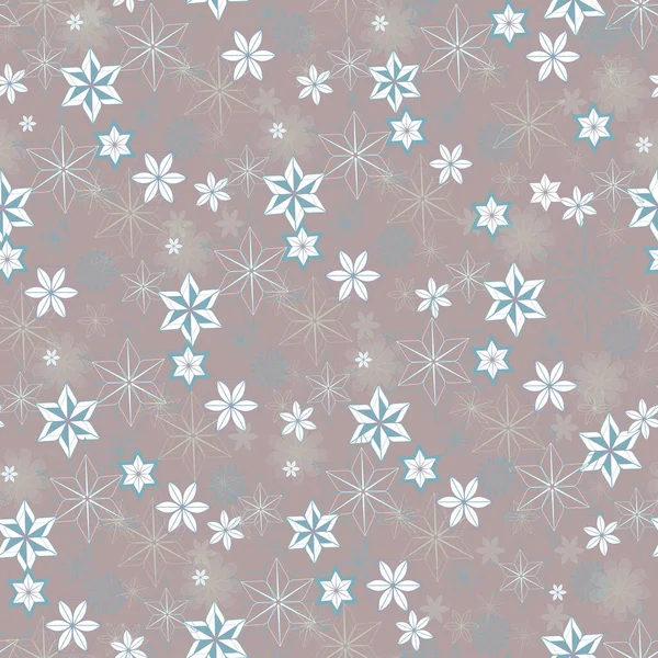 Seamless Brown Pattern Snowflakes Winter Vector Endless Background — Stock Vector