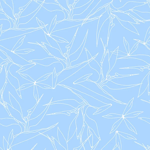 Açık mavi arka planda beyaz çiçekleri, kusursuz vektör çiçek desenlerini inceleyin. Kumaş için vektör izi.