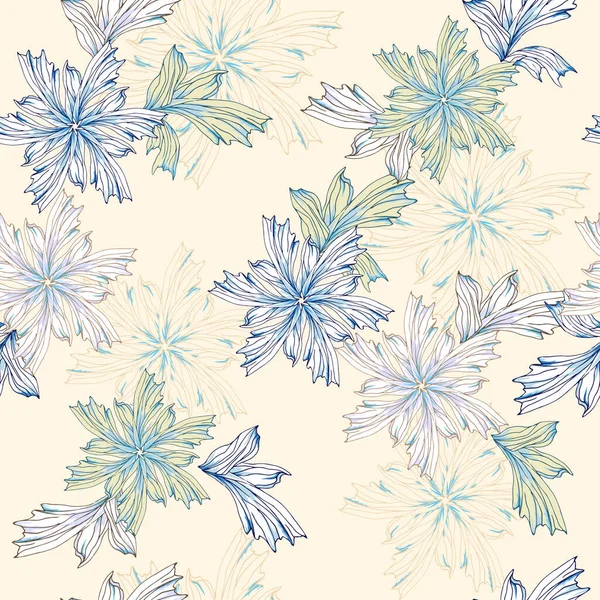 Delicado Patrón Floral Sin Costuras Colores Pastel Flores Vectoriales Sobre — Vector de stock