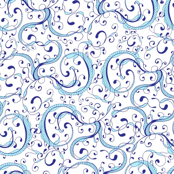 White Blue Folklore Seamless Pattern Gzhel Azulejo Vector Abstract Print — Stockový vektor