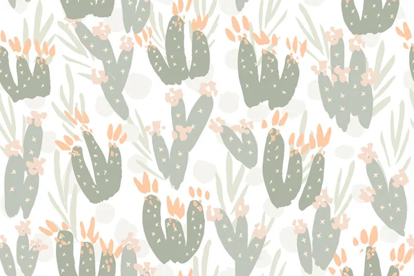 Pastel cactus jardín patrón de vectores sin costura. — Archivo Imágenes Vectoriales
