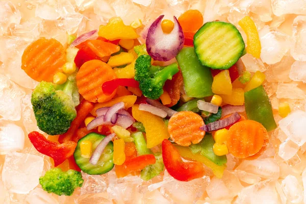 Set Different Organic Frozen Vegetables Ice Cubes Healthy Food Storage — Stock Photo, Image