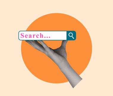 El ele tutuşmanın çağdaş sanat kolajı. Minimalizm. Modern tasarım. Boşluğu kopyala.