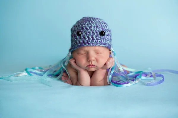 Newborn Baby Girl Wearing a Jellyfish Costume — Stock Photo, Image