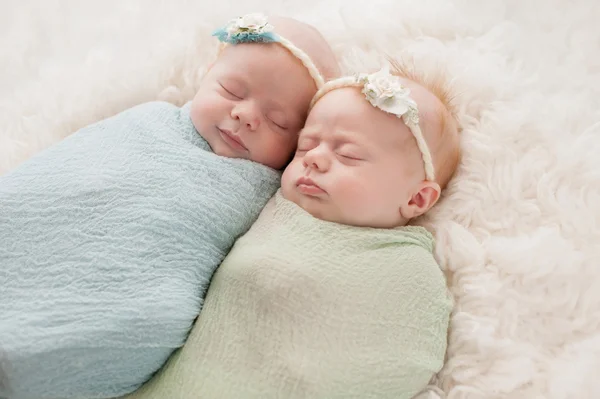 Sleeping Twin Baby Girls — Stock Photo, Image