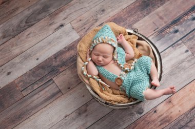 Newborn Baby Boy Wearing a Pixie Hat