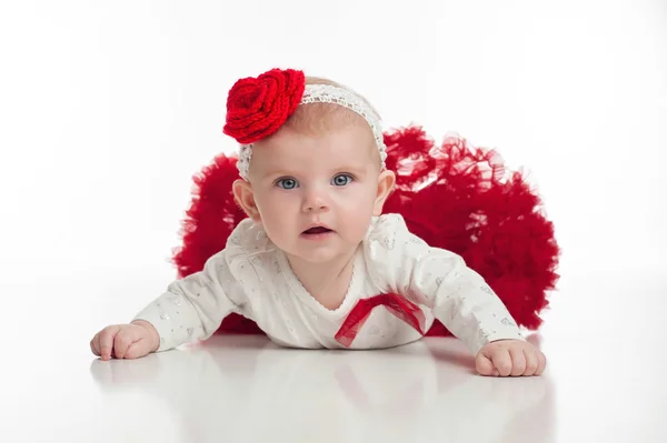 Baby Girl in Red Tutu — Zdjęcie stockowe