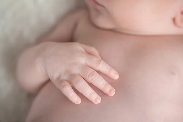 Close-up Tiro de uma mão de bebê recém-nascido — Fotografia de Stock