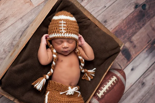 Newborn Baby Boy in Football Costume — 图库照片