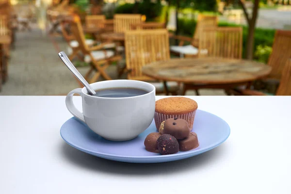 Taza de café con postre — Foto de Stock