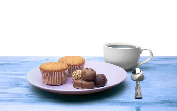 Cup of coffee with dessert — Stock Photo, Image