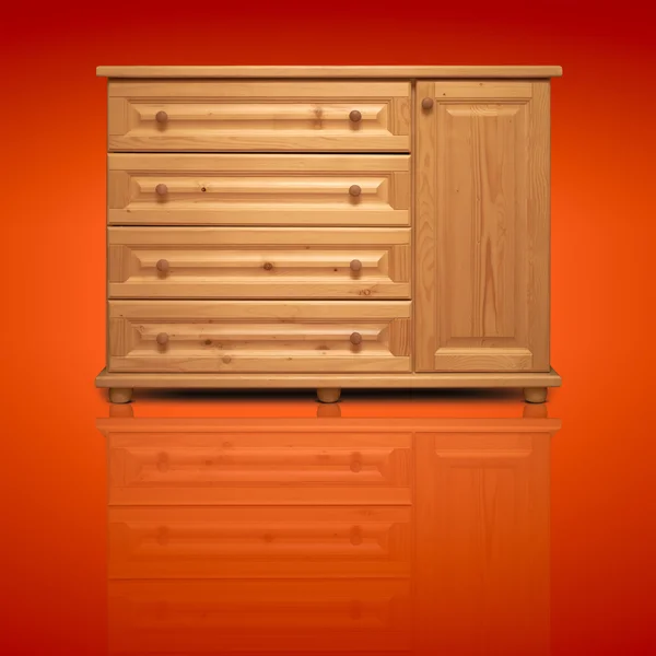 Armoire en bois isolée sur fond — Photo