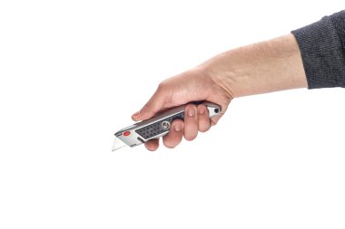 adamın elinde bir bıçak ileti örneği holding