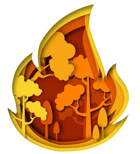 Illustration of burning wood in the style PAPER CUTOUT