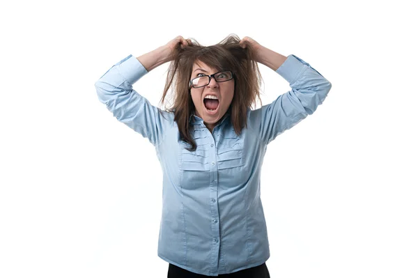 Young woman panics — Stock Photo, Image