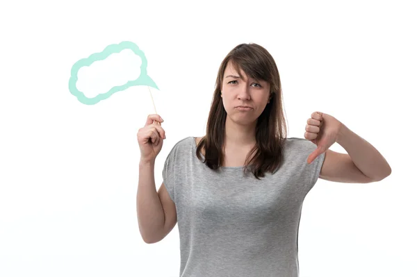 Sad young woman holding a flag — Stock Photo, Image