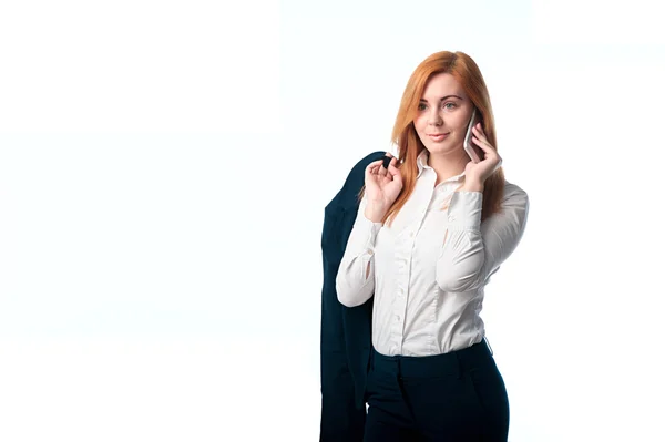 Young woman talking on the phone — Stock Photo, Image