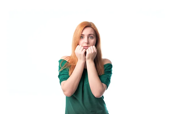 Frightened young woman — Stock Photo, Image