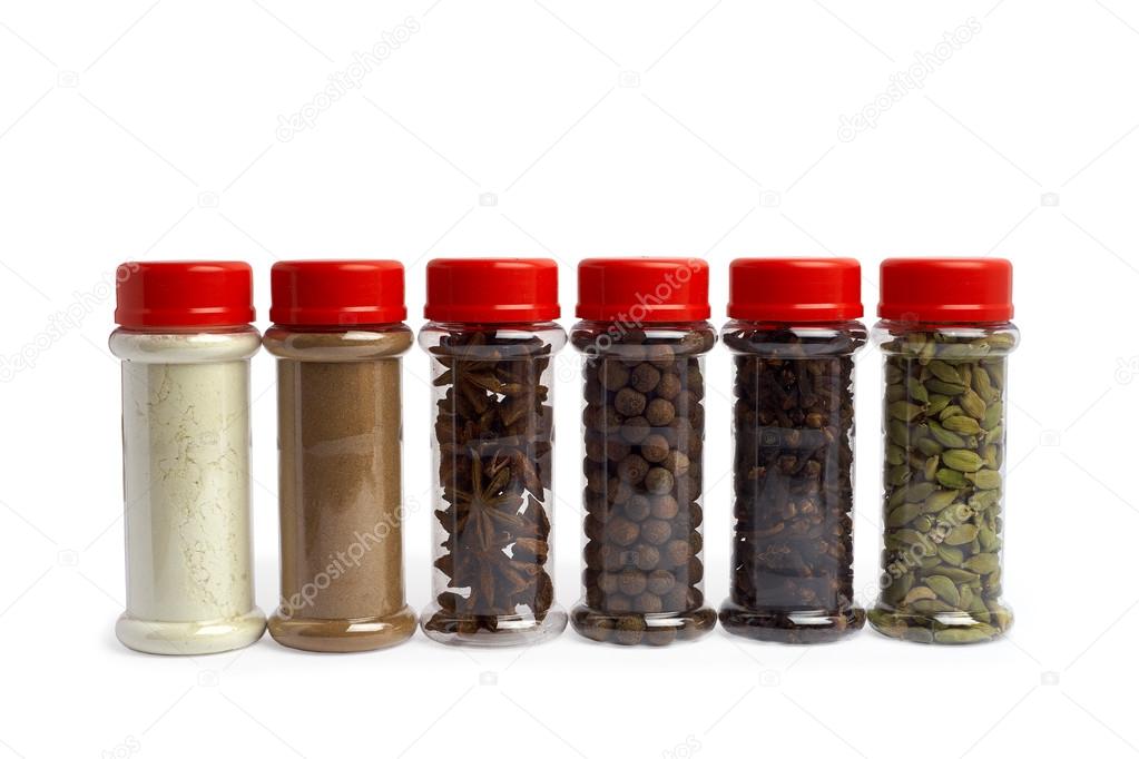 set of spices in jars