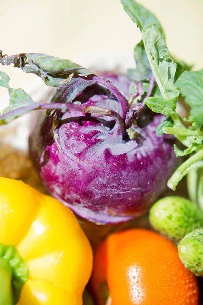 Las Verduras Frescas Maduras Del Verano Cierran Verduras Coloridas Pimienta — Foto de Stock