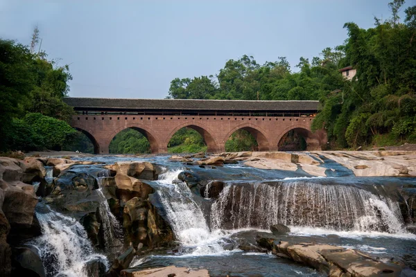 Huaying River gamla bron broar---Star — Stockfoto