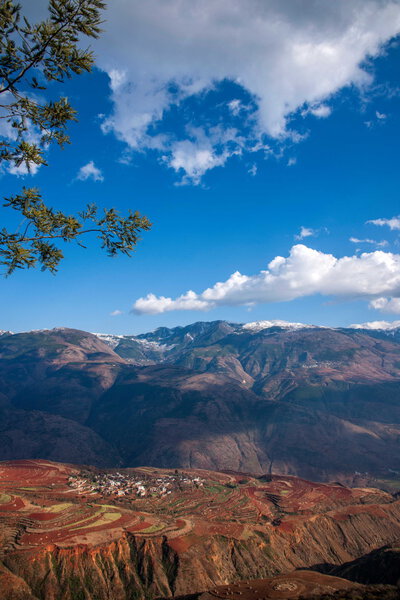 Dongchuan, Yunnan Red Land sunsetting ditch terraced