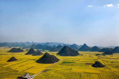 Kanola çiçek Luoping horoz tepe altında