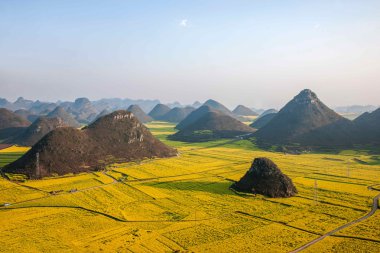 Kanola çiçek Luoping horoz tepe altında