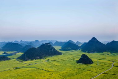 Kanola çiçek Luoping horoz tepe altında
