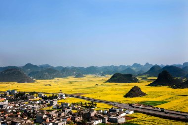 Kanola çiçek Luoping horoz tepe altında