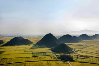 Kanola çiçek Luoping horoz tepe altında