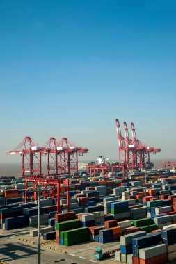 Shanghai Yangshan derin deniz ekonomik Fta konteyner terminal Vinçler kule vinç