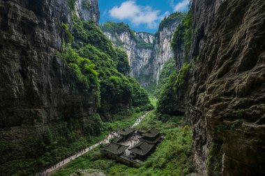 Chongqing Wulong doğal köprü Dragon Inn peyzaj