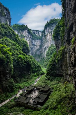 Chongqing Wulong doğal köprü Dragon Inn peyzaj