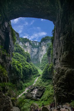 Chongqing Wulong doğal köprü Dragon Inn peyzaj