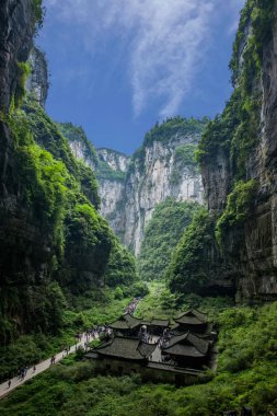 Chongqing Wulong doğal köprü Dragon Inn peyzaj