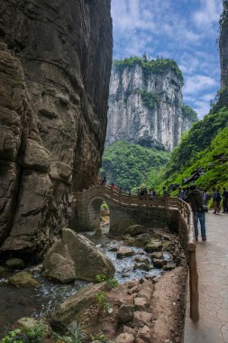 Chongqing Wulong doğal köprü manzara