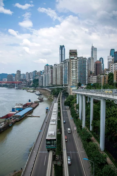 Yuzhong District ett bron järnväg segment — Stockfoto