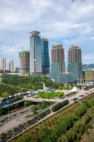 Chongqing Jiangbei boca distrito financeiro em construção — Fotografia de Stock