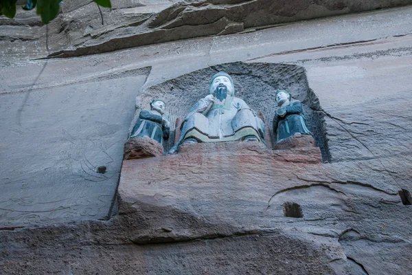 HECHUAN casa Rondeau dos rocas incisas cruzaron la dinastía Ming "Inmortales predicando " — Foto de Stock