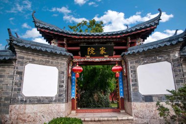 Lijiang, Yunnan ahşap ev avlu