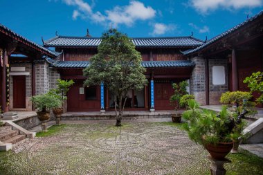 Lijiang, Yunnan ahşap ev avlu