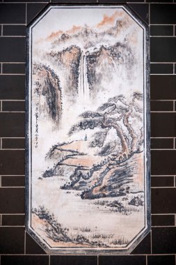 Yunnan Lijiang konut kapı yan sokak duvar resmi