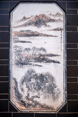 Yunnan Lijiang konut kapı yan sokak duvar resmi