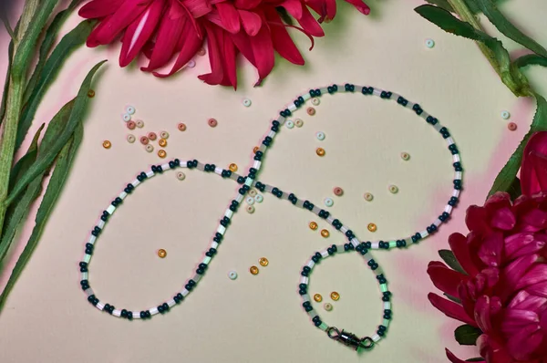 Beadwork Artesanal Beading Como Hobby Decorações Feitas Com Suas Próprias — Fotografia de Stock