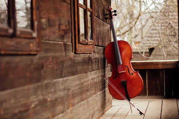 Violoncello se opíral o veranda — Stock fotografie