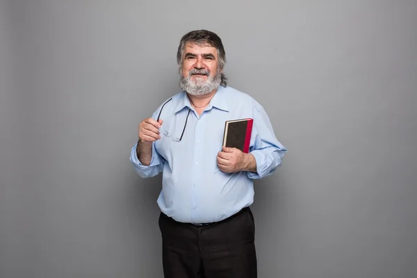 Alter Professor mit grauen Haaren — Stockfoto