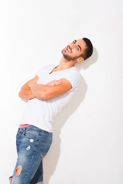 Handsome man in white tshirt — Stock Photo, Image