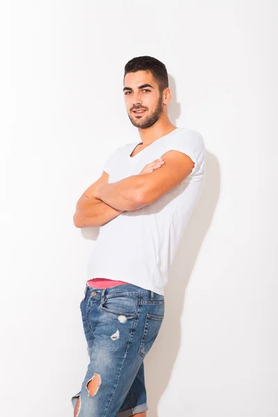 Handsome man in white tshirt — Stock Photo, Image