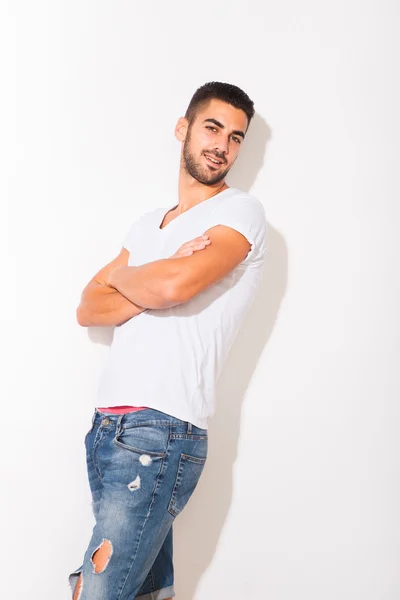 Handsome man in white tshirt — Stock Photo, Image